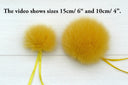 Fur yellow pompom for hat, Mustard detachable pom pom with ribbon, DIY pom pons, Gifts for her, Fluffy ball for baby hat, Fur bommel
