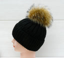 Real Fur Pom Pom for Hat, Raccoon Pompom, Detachable Fluffy Pompom, Brown Fur Ball With Ribbon, Hat Accessories, Craft Supply, Fur Bommel