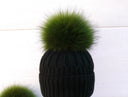 Raccoon Fur Pompom, Real Fur Pom Pom for Hat, Removable Pompom, Green Fluffy Pom Pom, Hat Accessories, Craft Supply, Fuzzy Bommel For Hat