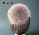 Real Fur Pom Pom, Beige Cappuccino Fox Fur Pom Pom for Hat, Real Fur Fluffy Pom, Large Plush Furry Ball, Detachable Pompom, Fur Bommel Decor