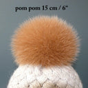 Beige Real Fur Pompom, Fluffy Pom Pom for Hat, Furry Ball with Ribbon, Fox Fur Pompom, Fuzzy Bommel, Puff Bobble, Teen Girl Hat Decoration