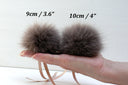 Fur Pom Balls, Real Fur Pom Pom For Hats, Fluffy Ball For DIY, Beige Fox Fur Pompom For Beanies, Detachable Pompons Decor, Fur Bommel