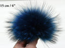 Blue fur pom pom for hat, Raccoon real fur pompoms, Removable fluffy pompon, Hat accessories, Craft supply, Fuzzy bommel with ribbons