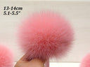 Cute Pink Fur Pompoms, Large Furry Pom Pom with Ribbon, Detachable Fluffy Pompons for Beanie, Fuzzy Balls for Hats, Furry Bommel For Her