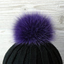Violet fur pompom for hat, Fur pom poms with ribbons, Pompons for crafts, Purple fluffy bommel, Fuzzy balls, Sewing pom pom, Fur hat Decor