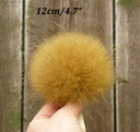 Real Fur Pom Pom for Hat, Raccoon Pompom, Detachable Fluffy Pompom, Brown Fur Ball With Ribbon, Hat Accessories, Craft Supply, Fur Bommel