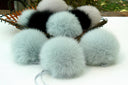 Detachable Pom Pom, Blue Fur Pom for Hat, Large Furry Ball, Gray Fur Accessory, Fox Fur Pom Pom, Real Fur Hat Decor, DIY Gift for Daughter