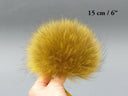 Yellow Fur Pom Poms, Raccoon Fur Pompoms, Ochre Fur Pompom, Detachable Pompom, Fluffy Pom Pom for Hat, Furry Bommel, Hat Pompom For Girl
