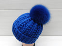 Bright Blue Fur Pompom for Hat, Fur Pom Pom, Fox Gur Pom Pon, Large Furry Ball, Detachable Pompon, Attachable Fuzzy Bommel, Fluffy Bubble