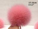 Cute Pink Fur Pompoms, Large Furry Pom Pom with Ribbon, Detachable Fluffy Pompons for Beanie, Fuzzy Balls for Hats, Furry Bommel For Her
