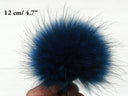 Blue fur pom pom for hat, Raccoon real fur pompoms, Removable fluffy pompon, Hat accessories, Craft supply, Fuzzy bommel with ribbons