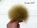 Real Fur Pom Pom for Hat, Raccoon Pompom, Detachable Fluffy Pompom, Brown Fur Ball With Ribbon, Hat Accessories, Craft Supply, Fur Bommel
