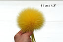 Fur yellow pompom for hat, Mustard detachable pom pom with ribbon, DIY pom pons, Gifts for her, Fluffy ball for baby hat, Fur bommel