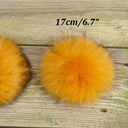 Orange Fur Pom Poms, Real Raccoon Fur Accessories, Large Pompom for Hats, Fluffy Pom Pom with Snap, Teenage Girl Gift, Accent Pompom for Hat