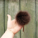 Real Fur Pom Pom, Mocha Brown Pompom for Hat, Furry Ball for Beanies, Detachable Pompon, Fluffy Pom Poms for Hat, Fox Fur Bommel, Hat Decor