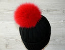 Hot Red Fur Pompom for Hat, Real Fox Fur Pom Pom, Fluffy Bommel, Detachable Pompon, Soft Fuzzy Pompom, Fur Accessories, Soft Furry Ball