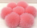 Cute Pink Fur Pompoms, Large Furry Pom Pom with Ribbon, Detachable Fluffy Pompons for Beanie, Fuzzy Balls for Hats, Furry Bommel For Her