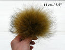 Real Fur Pom Pom for Hat, Raccoon Pompom, Detachable Fluffy Pompom, Brown Fur Ball With Ribbon, Hat Accessories, Craft Supply, Fur Bommel