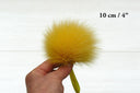 Fur yellow pompom for hat, Mustard detachable pom pom with ribbon, DIY pom pons, Gifts for her, Fluffy ball for baby hat, Fur bommel