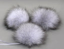 Silver Fur Pom Pom, Real Fur Pompom for Hat, Fluffy Fur Ball Gray, Fox Fur Pom Pom, Fuzzy Pompom for Hat, Puff Bommel, Genuine Fur Pompom