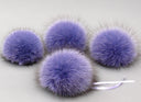 Lavender Real Fur Pompom for Hat, Light Purple Furry Bommel, Fox Fur Lilac Pompons, Fluffy Pom Poms with Ribbons, Fuzzy Balls for Crafts