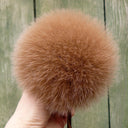 Real Fur Pom Pom, Furry Pompom For Hat, Fox Fur Pom Pom, Dark Beige Pompons, Fluffy Ball, Detachable Pom Pom, Fuzzy Bommel, Hat Decoration