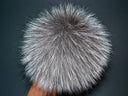 Fur pom pom for hat - Real silver fox fur pompom - Detachable pompoms of four sizes: 10 cm / 3.9" - 18 cm/ 7"