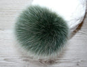 Genuine Fur Pom Pom, Green Furry Pompon for Hat, Fluffy Fur Ball with Ribbon, Fur Bommel, Real Fur Accessories, Cute Decor For Winter Hat