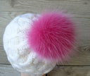 Fur pom pom, Pink fur pompom for hat, Real fox fur pom, Detachable pompom, Large Pom Pom, Gift Idea, DIY Gift, Fur Accessories