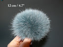 Real Fox Grey Fur Pom Pom, Fluffy Grey Hat Topper, Dense Round Fur Ball, DIY Beanie Accessory, Soft Fuzzy Hood Trim, Winter Pompon by Piece