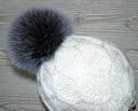 Silver fur pom pom Real fox fur pompom for hat Large plush furry ball Detachable pompom