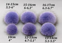 Lavender Real Fur Pompom for Hat, Light Purple Furry Bommel, Fox Fur Lilac Pompons, Fluffy Pom Poms with Ribbons, Fuzzy Balls for Crafts