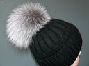 Fur pom pom for hat - Real silver fox fur pompom - Detachable pompoms of four sizes: 10 cm / 3.9" - 18 cm/ 7"