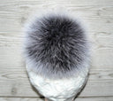 Silver fur pom pom Real fox fur pompom for hat Large plush furry ball Detachable pompom
