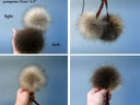 Brown pom poms for hat, Raccoon fur pompom, Tie on fur pom pom, Removable fluffy bommel, Craft supply, Detachable raccoon fuzzy pompon