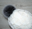 Silver fur pom pom Real fox fur pompom for hat Large plush furry ball Detachable pompom
