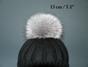 Fur pom pom for hat - Real silver fox fur pompom - Detachable pompoms of four sizes: 10 cm / 3.9" - 18 cm/ 7"