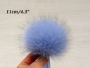 Large Detachable Fluffy Pom Pom In Blue, Fox Fur Pompom for Crafting, Teenage Gift, Hat Decoration, Snap-on Fur Pompom, DIY Crafting Supply