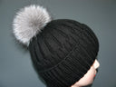 Fur pom pom for hat - Real silver fox fur pompom - Detachable pompoms of four sizes: 10 cm / 3.9" - 18 cm/ 7"