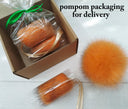 Vibrant Orange Fox Fur Bommel, Fluffy Hat Pom Pom, Large Genuine Furry Detachable Accent for Beanies, Accessory for Hat, Pompom with Ribbons