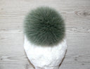Genuine Fur Pom Pom, Green Furry Pompon for Hat, Fluffy Fur Ball with Ribbon, Fur Bommel, Real Fur Accessories, Cute Decor For Winter Hat