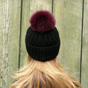 Real Fur Pom Pom for Hat, Burgundy Fluffy Pompom With Ribbon, Large Fox Fur Pom Pon, Furry Ball, Puff Detachable Pompom, Fur Bommel