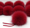 Burgundy Real Fur Pompom, Fox Fur Pom Pom, Detachable Pom Pom, Real Fur Pompoms, Red Wine Fur, Bordo Pompoms for Hat, Cute Fuzzy Hat Decor
