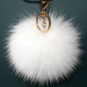 Genuine Fur Keychain Bag Charm, Fuzzy Keyring, Real Fur Key Chain, White Fluffy Accessory, Handbag Charm, Purse Charm