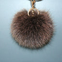Brown Pom Pom Key Chain for Women, Fluffy Keychain Charm for Bag Accessories, Fur Ball Key Ring, Fuzzy Purse Charm Pompom