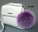 Fluffy Fur Pom Pom Keychain, Furry Key Fob, Real Fur Key Chain, Purple Orchid Fur Ball Key Ring, Birthday Gift For Daughter, Backpack Pompom