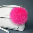 Hot pink fur keychain, Pink pom pom keychain, Fur ball key chain, Furry pink bag charm, Fluffy key fob pompom, Fuzzy key ring, Purse charm