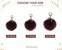 Burgundy Fur Ball Key Ring, Fur Pom Pom Keychain, Real Fox Fur Pompom Bag Charm, Fluffy Key Fob, Fuzzy Ball Purse Charm