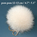 Fox Fur Pompom Keychain, Fur Ball Key Ring, Cream Furry Key Chain, Fur Bag Charm, Fluffy Key Fob for Car, Furry Purse Charm, Pompom Fob
