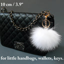 Genuine Fur Keychain Bag Charm, Fuzzy Keyring, Real Fur Key Chain, White Fluffy Accessory, Handbag Charm, Purse Charm